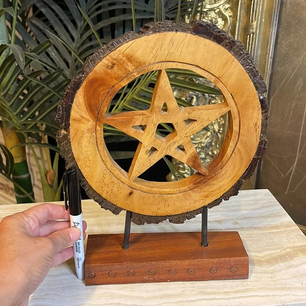 Wooden Pentacle Tabletop Decor - Picture 3 of 3